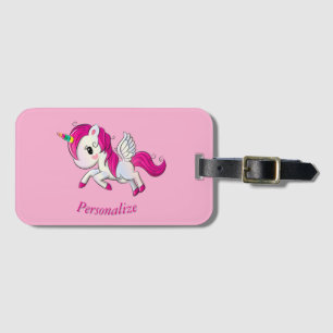 Whimsicle Flying Unicorn Pegasus Rainbow Horn Luggage Tag