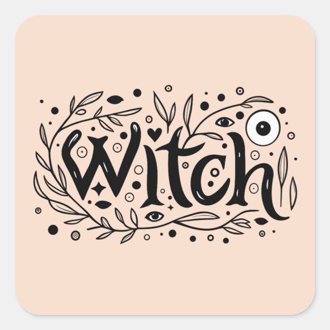 Whimsigoth aesthetic witch square sticker (Front)