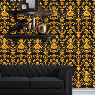 Whimsigoth Black and Gold Detailed Wallpaper
