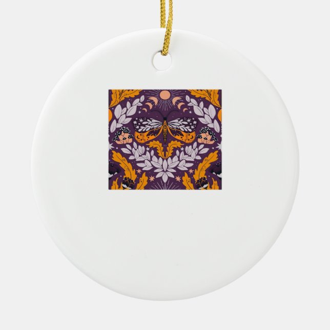 Whimsigoth Butterfly Florals - Purple, Lavender An Ceramic Ornament (Front)