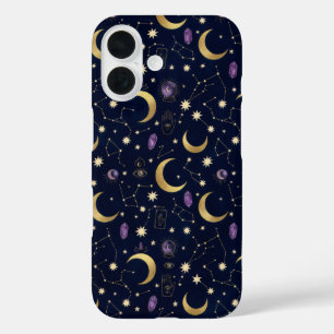 Whimsigoth Celestial Night Pattern – Moons, Stars iPhone 16 Case