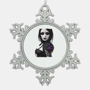 Whimsigoth Classic Design For Halloween Snowflake Pewter Christmas Ornament