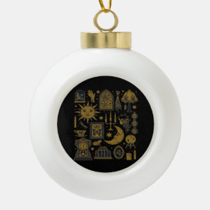 Whimsigoth Classic – Mystical Moons & Forest Ceramic Ball Christmas Ornament
