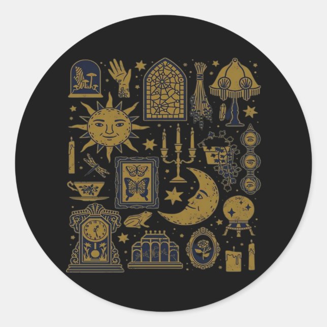 Whimsigoth Classic – Mystical Moons & Forest Classic Round Sticker (Front)