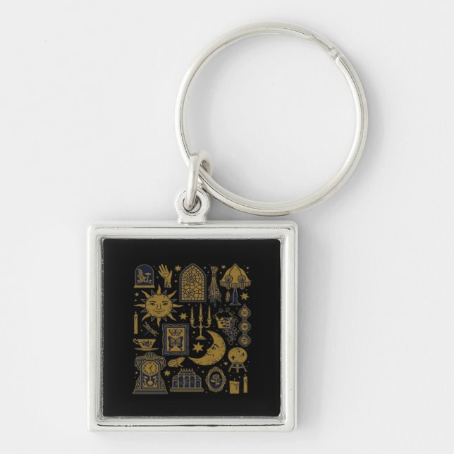 Whimsigoth Classic – Mystical Moons & Forest Key Ring (Front)