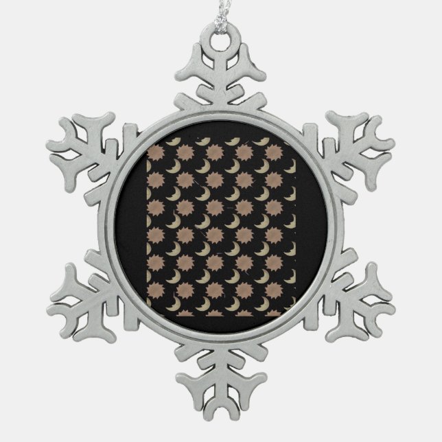 Whimsigoth Clouds Graphic Snowflake Pewter Christmas Ornament (Front)