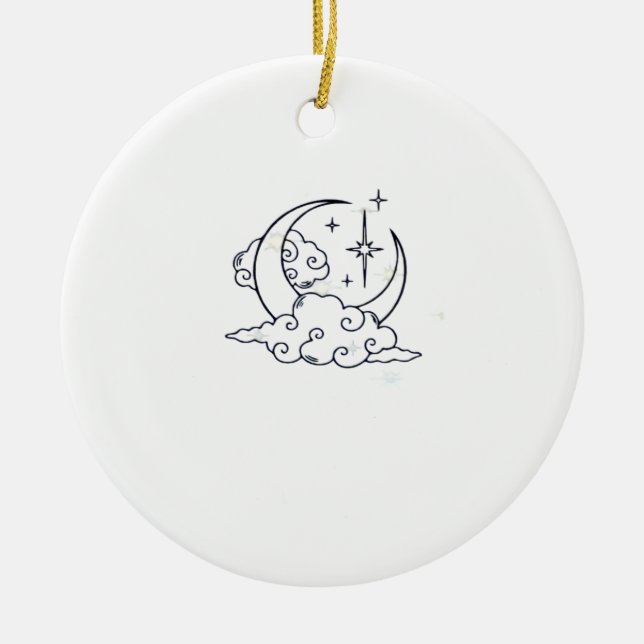 Whimsigoth Clouds Moon Witchy Classic Ceramic Ornament (Front)