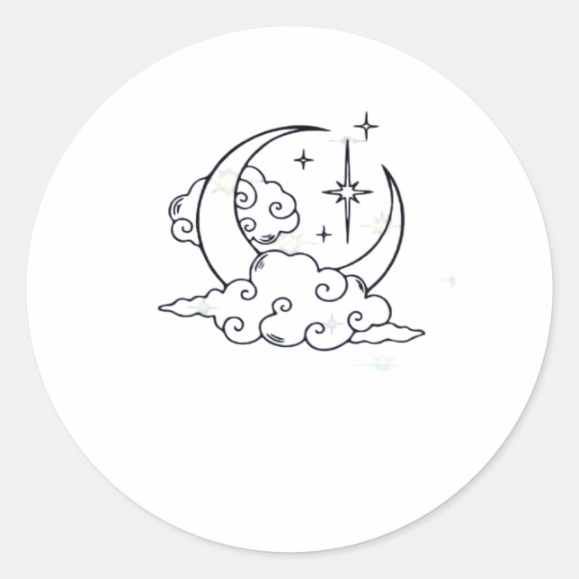 Whimsigoth Clouds Moon Witchy Classic Classic Round Sticker (Front)