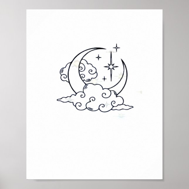 Whimsigoth Clouds Moon Witchy Classic Poster (Front)