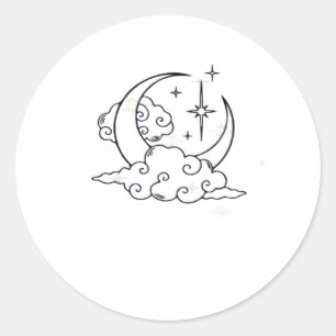 Whimsigoth Clouds Moon Witchy Classic Round Sticker