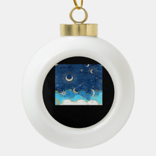 Whimsigoth Clouds Sun Moon Witchy Classic Ceramic Ball Christmas Ornament