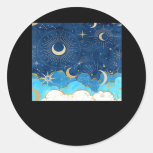 Whimsigoth Clouds Sun Moon Witchy Classic Classic Round Sticker