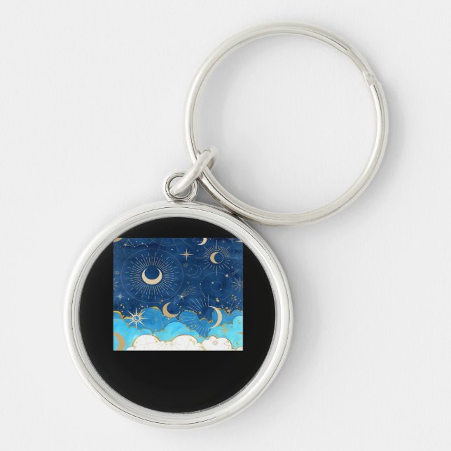Whimsigoth Clouds Sun Moon Witchy Classic Key Ring (Front)
