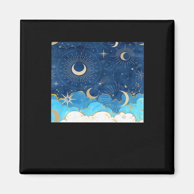 Whimsigoth Clouds Sun Moon Witchy Classic Magnet (Front)