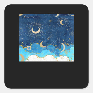 Whimsigoth Clouds Sun Moon Witchy Classic Square Sticker