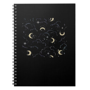 Whimsigoth Clouds Sun Moon Witchy Notebook