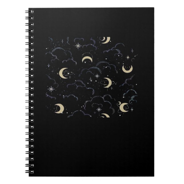 Whimsigoth Clouds Sun Moon Witchy Notebook (Front)