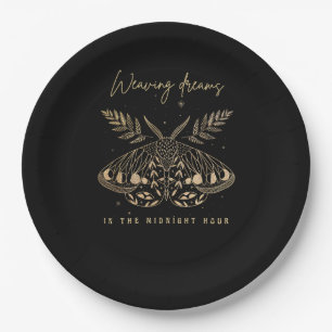 Whimsigoth Cottagecore Goblincore Mystical Moth Go Paper Plate