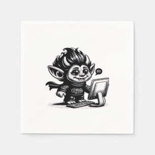 Whimsigoth Cyborg Internet Troll Vintage Art Desig Napkin