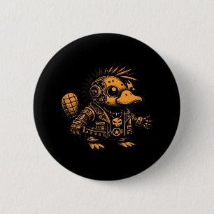 Whimsigoth Cyborg Platypus Vintage Art Design 6 Cm Round Badge