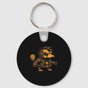 Whimsigoth Cyborg Platypus Vintage Art Design Key Ring