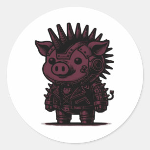 Whimsigoth Cyborg Sloth Vintage Art Design Classic Classic Round Sticker