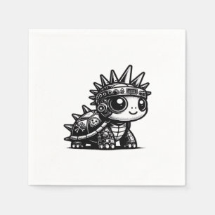 Whimsigoth Cyborg Turtle Vintage Art Design Classi Napkin