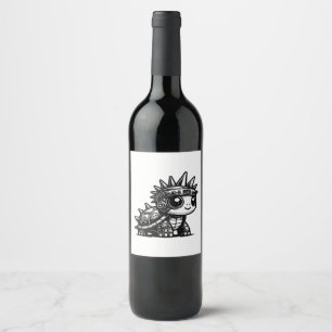 Whimsigoth Cyborg Turtle Vintage Art Design Classi Wine Label
