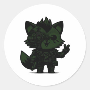 Whimsigoth Cyborg  Vintage Art Design Classic Classic Round Sticker