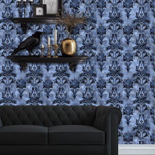 Whimsigoth Dusty Blue Elegant Wallpaper