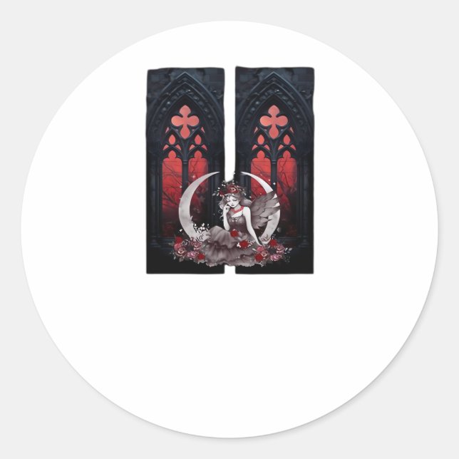 Whimsigoth Fairy Gothic Style Classic Classic Round Sticker (Front)
