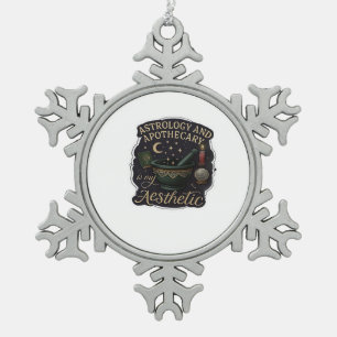 Whimsigoth Fantasy – Mystical Forests, Moons & Mag Snowflake Pewter Christmas Ornament