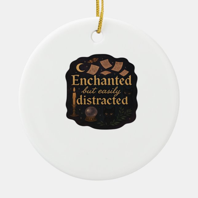 Whimsigoth Fantasy Mystical Forests, Moons & Magic Ceramic Ornament (Front)