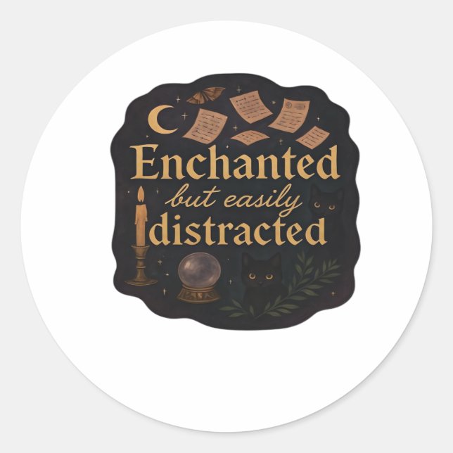 Whimsigoth Fantasy Mystical Forests, Moons & Magic Classic Round Sticker (Front)