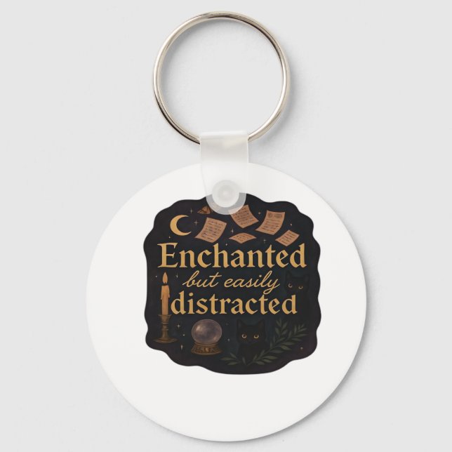 Whimsigoth Fantasy Mystical Forests, Moons & Magic Key Ring (Front)