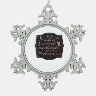 Whimsigoth Fantasy Mystical Forests, Moons & Magic Snowflake Pewter Christmas Ornament