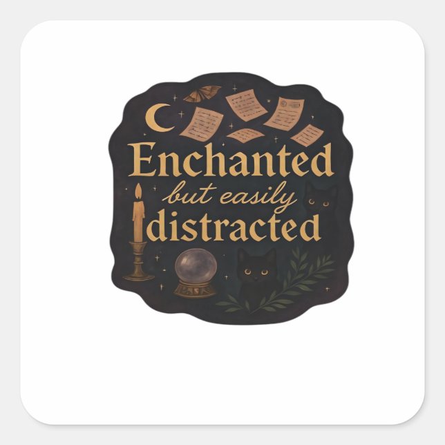 Whimsigoth Fantasy Mystical Forests, Moons & Magic Square Sticker (Front)