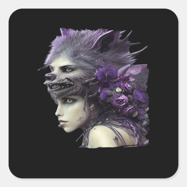 Whimsigoth Funny Design For Halloween Square Sticker (Front)