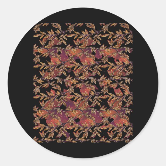 Whimsigoth Golden Vinework Graphic Classic Round Sticker (Front)