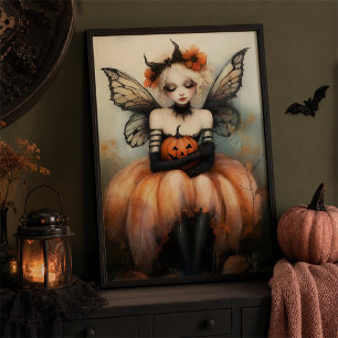 Whimsigoth Halloween Fairy Pumpkin Wall Art