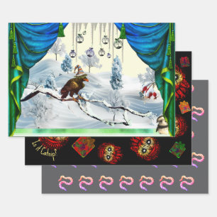 WHIMSIGOTH HOLIDAY wrapping paper 3 sheet-set