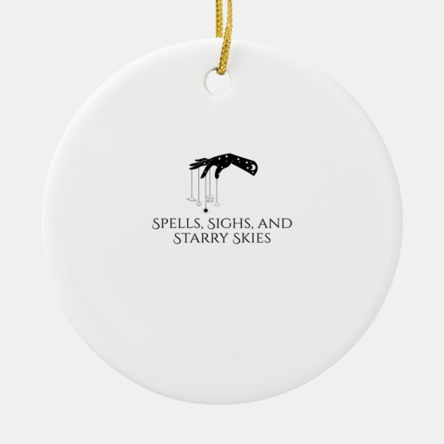 Whimsigoth Ink – Mystical Forests, Moons & Magic O Ceramic Ornament (Front)