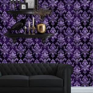 Whimsigoth Intricate Purple on Silk Print Wallpaper