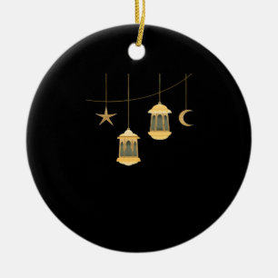 Whimsigoth Lantern Full Moon Night Sky Classic Ceramic Ornament