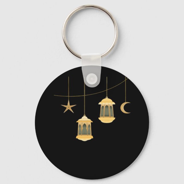 Whimsigoth Lantern Full Moon Night Sky Classic Key Ring (Front)