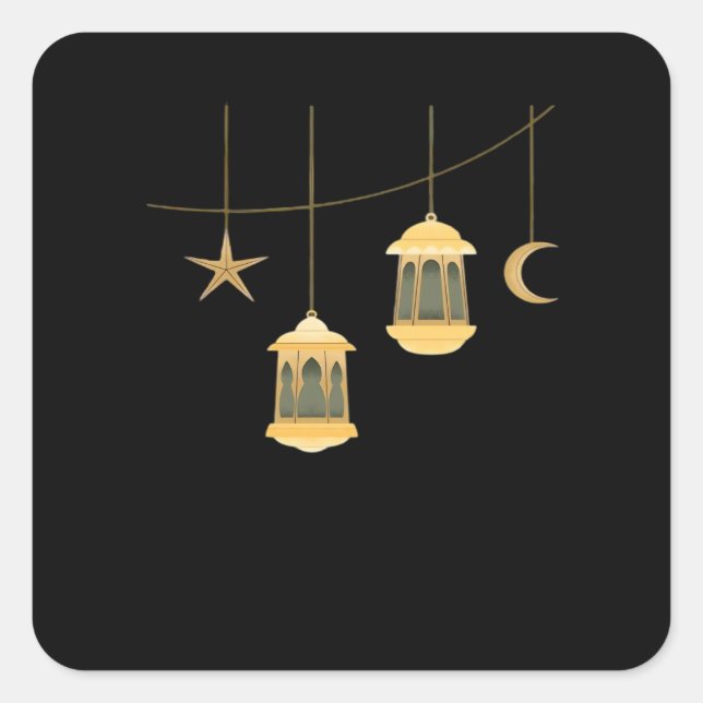 Whimsigoth Lantern Full Moon Night Sky Classic Square Sticker (Front)