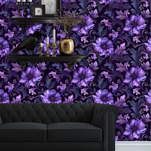 Whimsigoth Large Purple Flowers Wallpaper