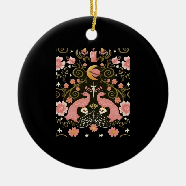 Whimsigoth Midnight Garden Graphic Ceramic Ornament (Front)