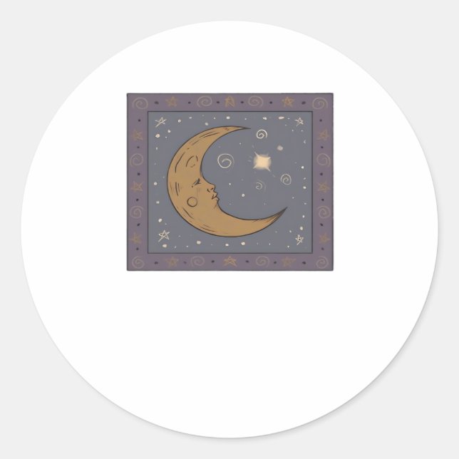 Whimsigoth Moon Classic Round Sticker (Front)