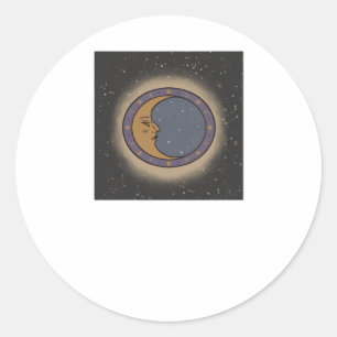 Whimsigoth Moon Print Classic Round Sticker